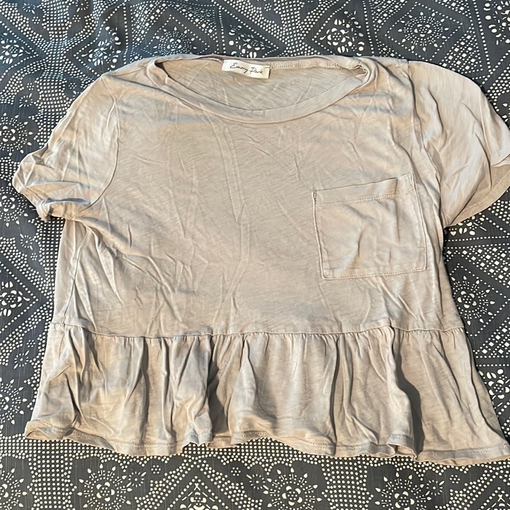Emory Park shirt ruffled at the bottom